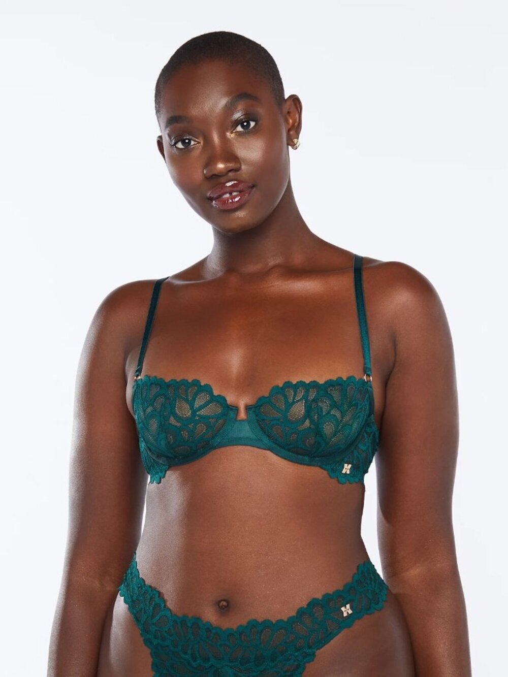 SAVAGE x FENTY Not Sorry Underworld Green Lace Unlined Balconette Bra, Size 32B